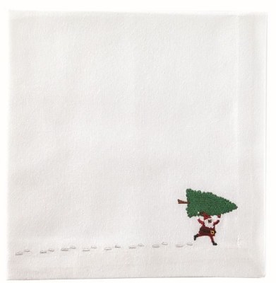 20" Square Running Santa With Tree Fabric Napkin