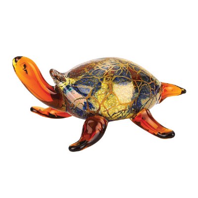 5" Multicolor Firestorm Art Glass Turtle