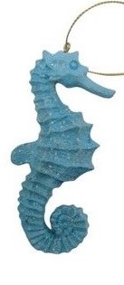 4" Blue Polyresin Seahorse Ornament