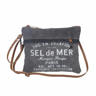 12" Gray Sel De Mer (Salt of the Sea) Crossbody Bag