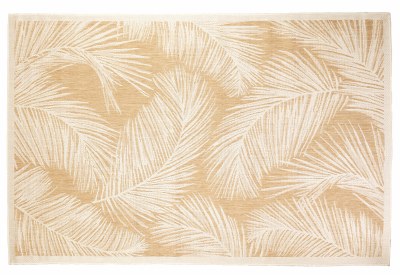 4.10' x 7.6'  White and Sand Fronds Carmel Indoor/Outdoor Rug