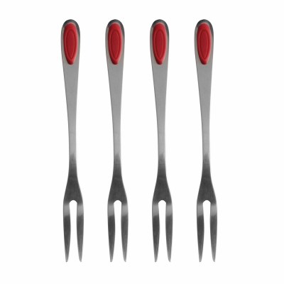 Set of 4 7" Stainless Steel With Silicone Grip Seafood Forks