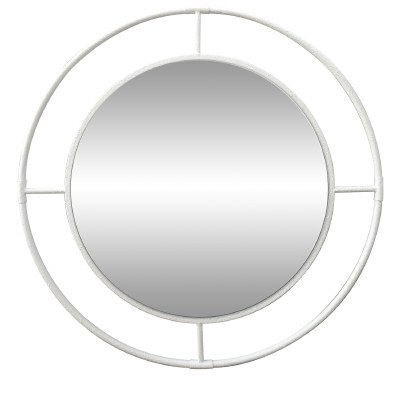 32" Round White Open Metal Ring Wall Mirror