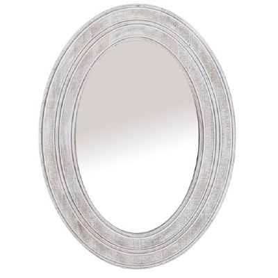43" Oval Whitewash Wood Wall Mirror