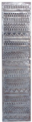 67" x 20" Hand-Carved Gray Wood Panel Wall Art
