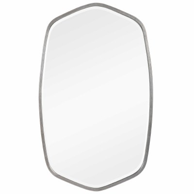 36" Silver Leaf Metal Ovoid Wall Mirror