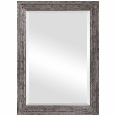 36" x 26" Rectangular Silver Gray Wood Wall Mirror