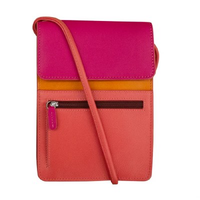 8" x 6" Pink and Coral Sunset Leather Organizer Crossbody Bag