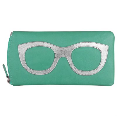 5" x 8" Turquoise Leather Eyeglass Case With Silver Frame Detail