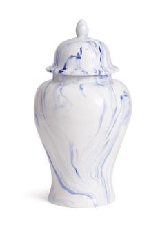 18" Blue and White Ceramic Ginger Jar