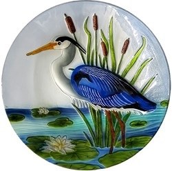 18" Blue Heron Glass Bowl