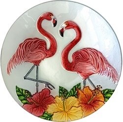18" Round Fantastic Flamingo Glass Bowl