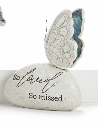 6" So Loved So Missed Butterfly Mosaic Memorial Garden Stone