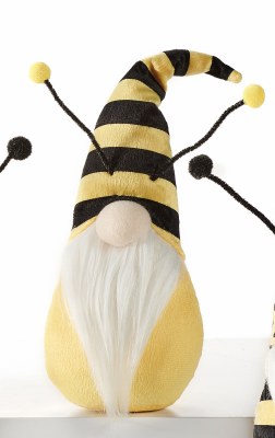 8" Yellow and Black Striped Hat Bee Gnome