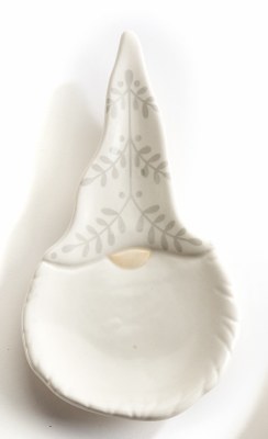 6" White Ceramic Gnome Spoon Rest
