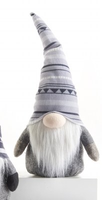 10" Light Gray Patterned Hat Gnome