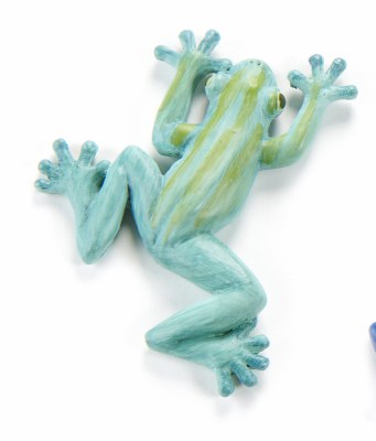 3" Aqua Polyresin Splayed Frog Magnet