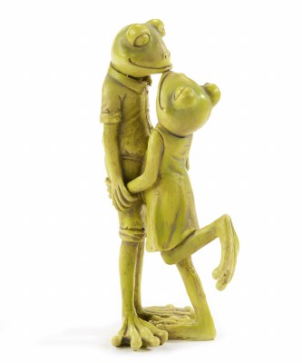 8" Light Green Polyresin Frog Couple Figurine