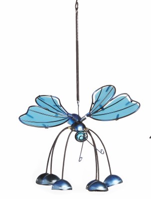 13" Blue Acrylic Butterfly With Head Down Wind Chime