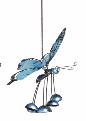 13" Blue Acrylic Butterfly With Head Up Wind Chime