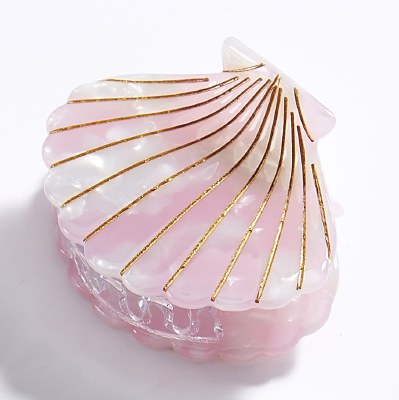 2" Pink Shell Clam Claw Hair Clip By Charlie Paige