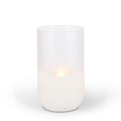 8" x 5" White Frosted Glass Illumaflame LED Candle