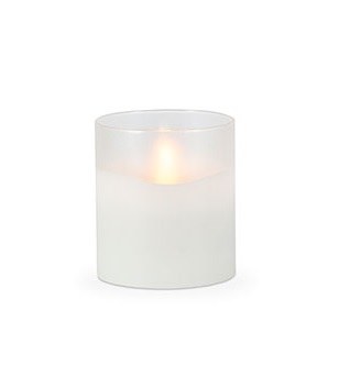 4" x 3.5" White Frosted Glass Illumaflame LED Candle