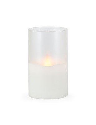 6" x 3.5" White Frosted Glass Illumaflame LED Candle
