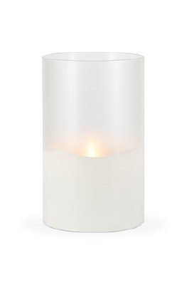 8" x 5" White Frosted Glass Illumaflame LED Candle