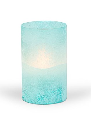 6" x 3.5" Blue Frosted Glass Illumaflame LED Candle