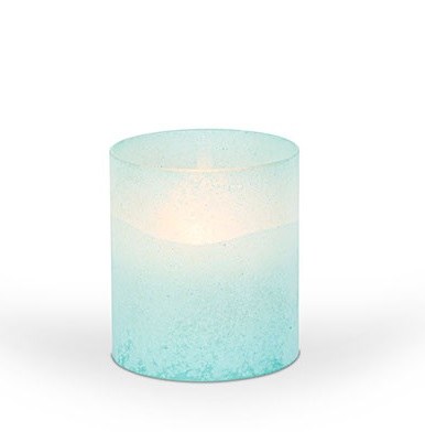 4" x 3.5" Blue Frosted Glass Illumaflame LED Candle