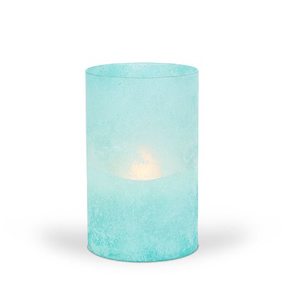 8" x 5" Blue Frosted Glass Illumaflame LED Candle