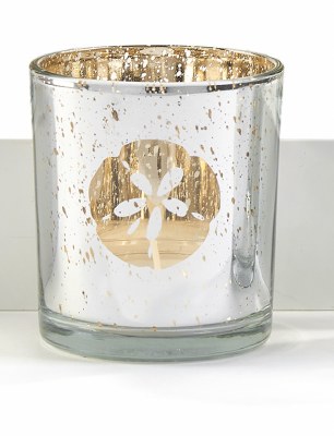 3" Round Silver and Gold Glass Sand Dollar Votive Candleholder