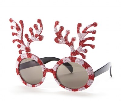 6" Red and White Glitter Antler Sunglasses