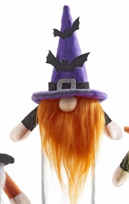 6" Purple Bat Hat Gnome Bottle Topper Halloween Decoration
