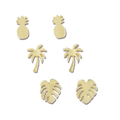 Gold Tone Set of 3 Coastal Earrings