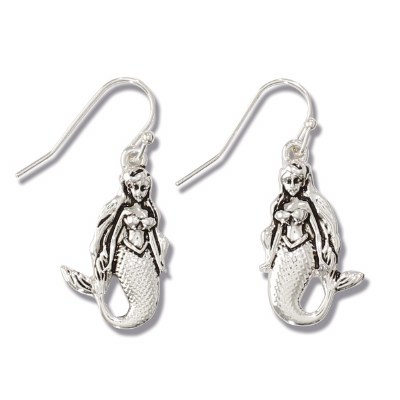 Silver Toned Mermaid Drop Earrings