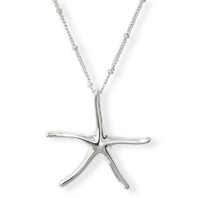 17" Silver Toned Knot Necklace With Starfish Pendant