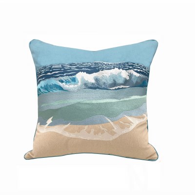 20" Square Surf Breaker Embroidered Indoor Outdoor Pillow