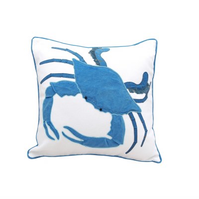 20" Square Blue Velvet King of the Chesapeake Crab Pillow