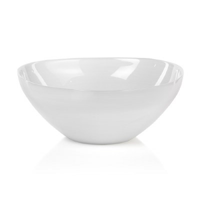 12" Round White Alabaster Glass Bowl