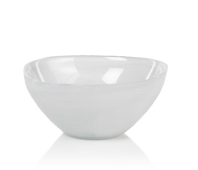 6" Round White Alabaster Glass Bowl