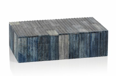 4" x 7" Blue Bone Ribbed Mosaic Box