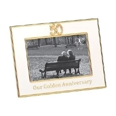 4" x 6" Gold and White 50th Anniversary Picture Frame