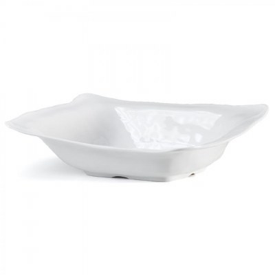 12" x 17" White Melamine Ruffle Shallow Serving Bowl