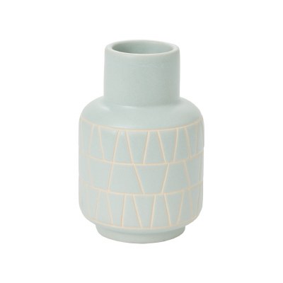 7" Mint Ceramic Lines Vase