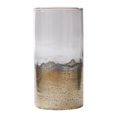 8" Clear and Bronze Glass Hurricane Candleholder