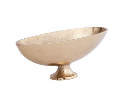 11" Oval Gold Metal Footed Bowl