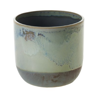6" Multicolor Mint Ceramic Pot With Reactive Glaze