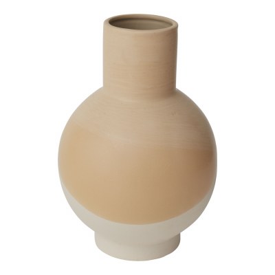 10" Peach and White Ceramic Vase
